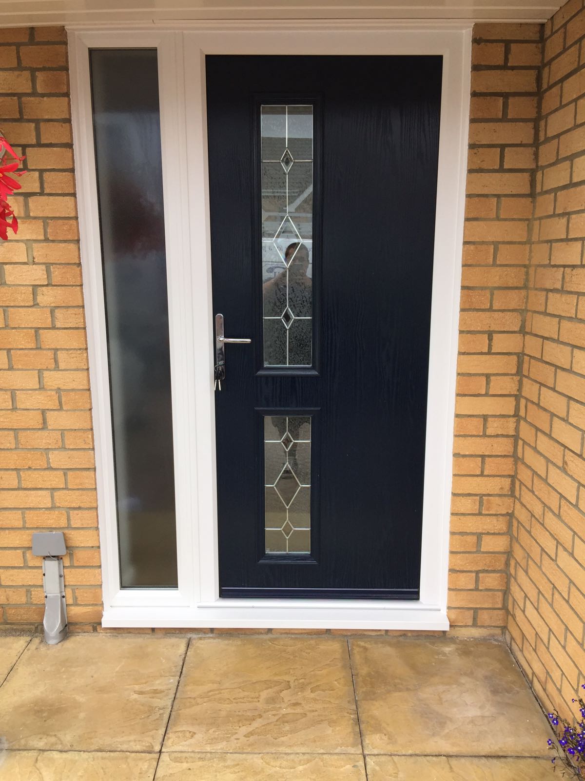 Blue composite door lead design and side light fitted in Hertford Today